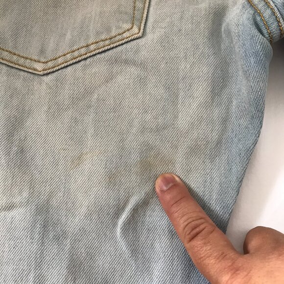 MNML Jeans Men 28x29 Blue Low Rise Raw Hem Distressed Ankle Zip Button Fly Biker - Picture 13 of 15